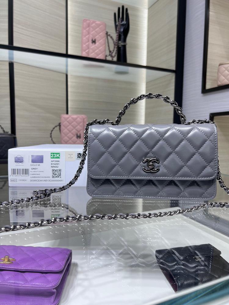 Ohanel 23K New Product Liaose Water Diamond Handle Organ Bag Double layer WOC Water Diamond with Leather AP3566Y Size 185116cm  professional luxury