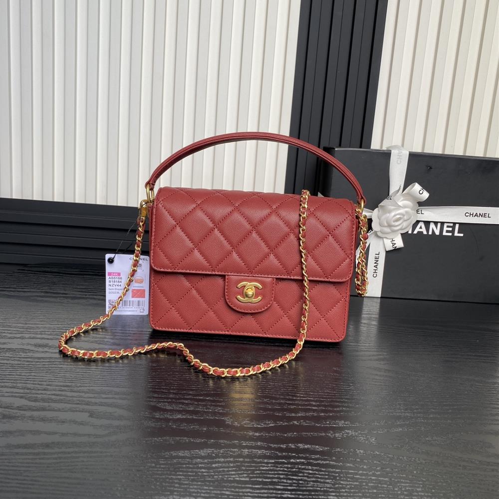 Chanel 24K Classic Cap Bag AS5166 Full of Retro Style Particles Made of Calfskin Handheld Crossbody Chain Design Detachable Simple Fashionable Must