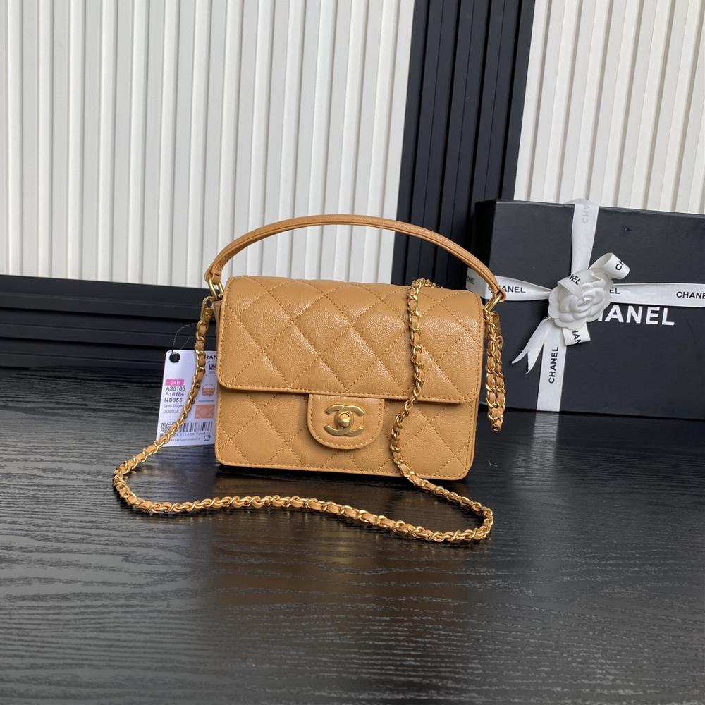 Chanel 24K Classic Cap Bag AS5165 Full of Retro Style Particles Made of Calfskin Handheld Crossbody Chain Design Detachable Simple Fashionable Must