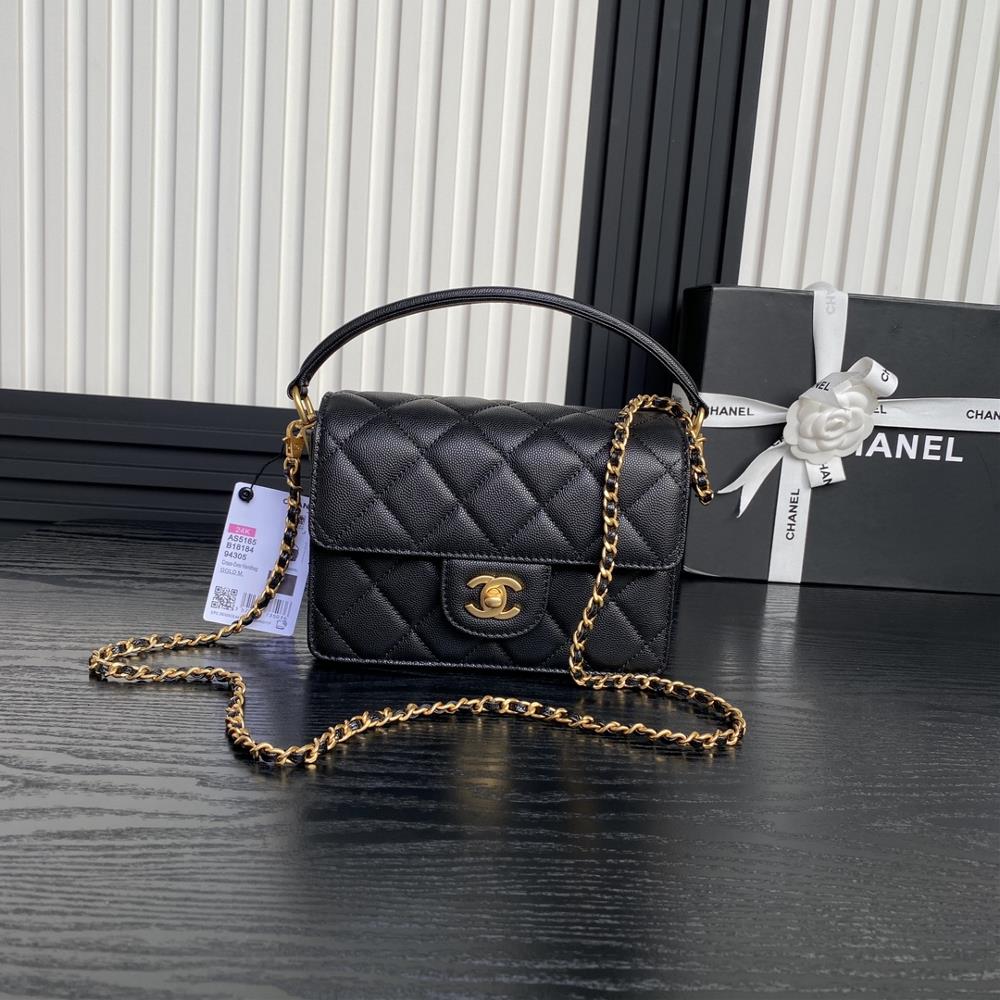 Chanel 24K Classic Cap Bag AS5165 Full of Retro Style Particles Made of Calfskin Handheld Crossbody Chain Design Detachable Simple Fashionable Must