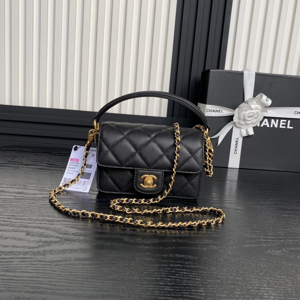 Chanel 24K Classic Cap Bag AS5164 Full of Retro Style Particles Made of Calfskin Handheld Crossbody Chain Design Detachable Simple Fashionable Must