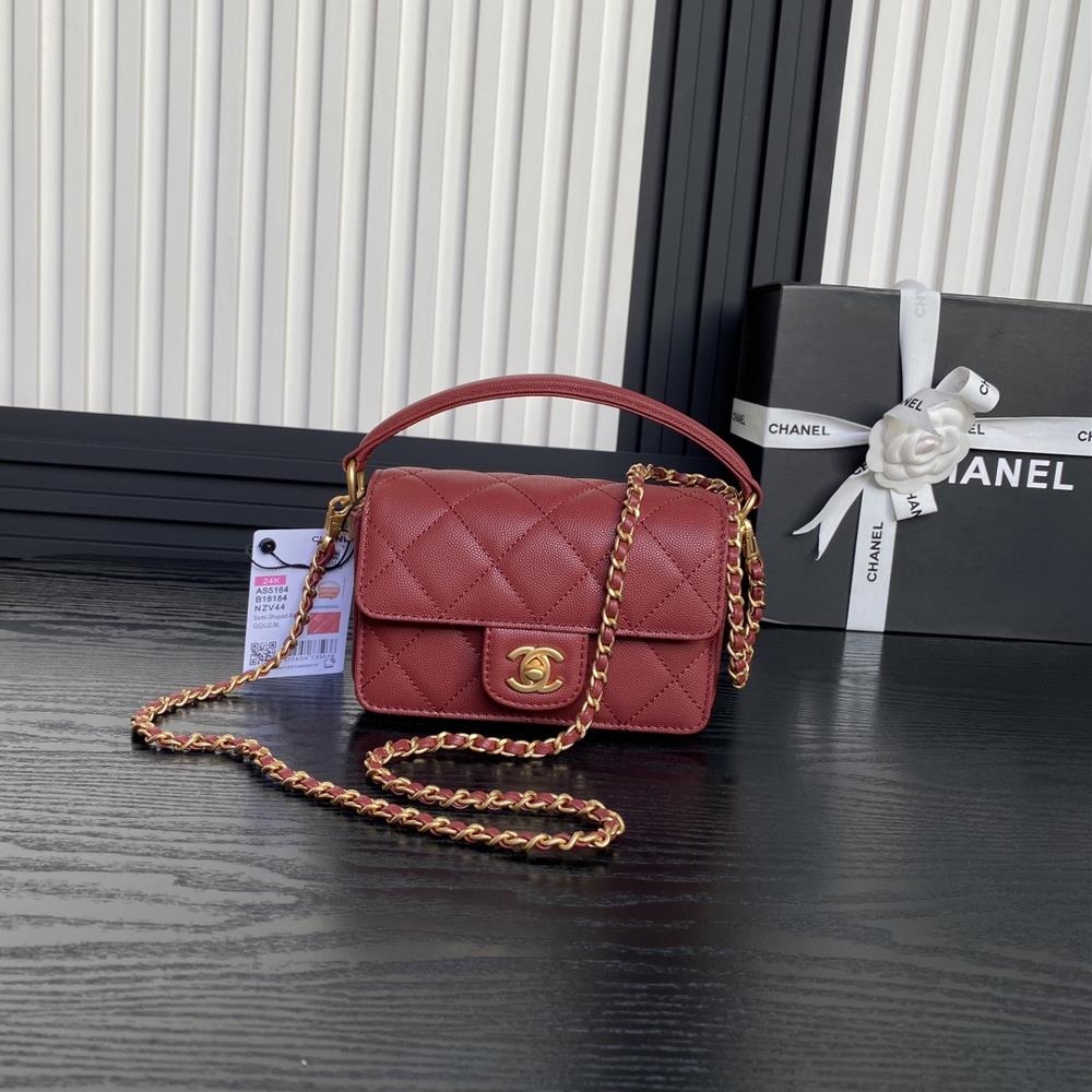 Chanel 24K Classic Cap Bag AS5164 Full of Retro Style Particles Made of Calfskin Handheld Crossbody Chain Design Detachable Simple Fashionable Must