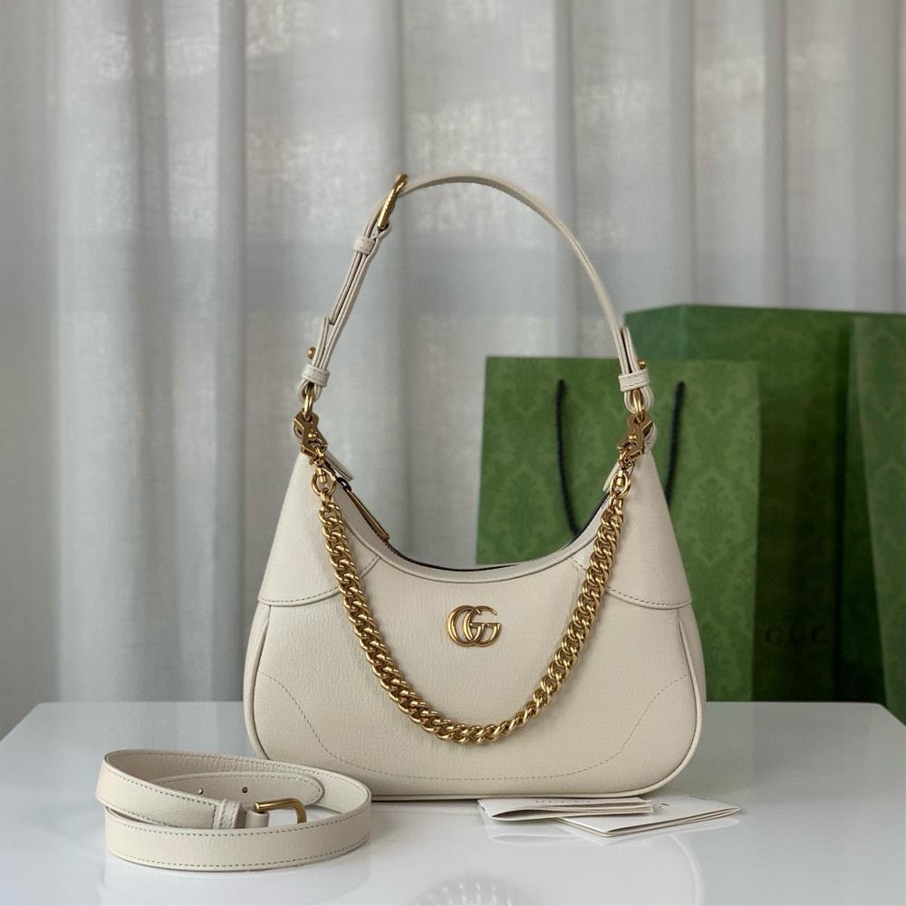 Original leather Aphrodite series small crescent shaped shoulder bag white original goat leather with gold adjustable accessories adjustable leather