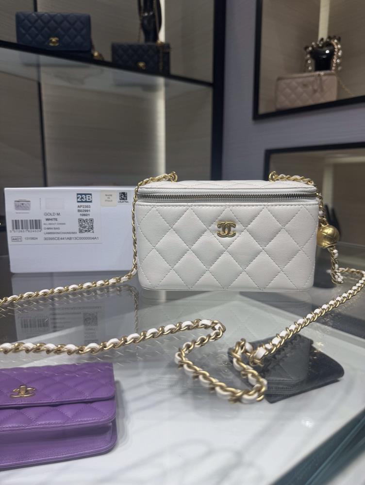 Ohanel 22B New Product Golden Ball Long Box Adjustable Chain Rectangular Chain Box SheepskinEquipped with a small mirror AP2303Y inside the skin size