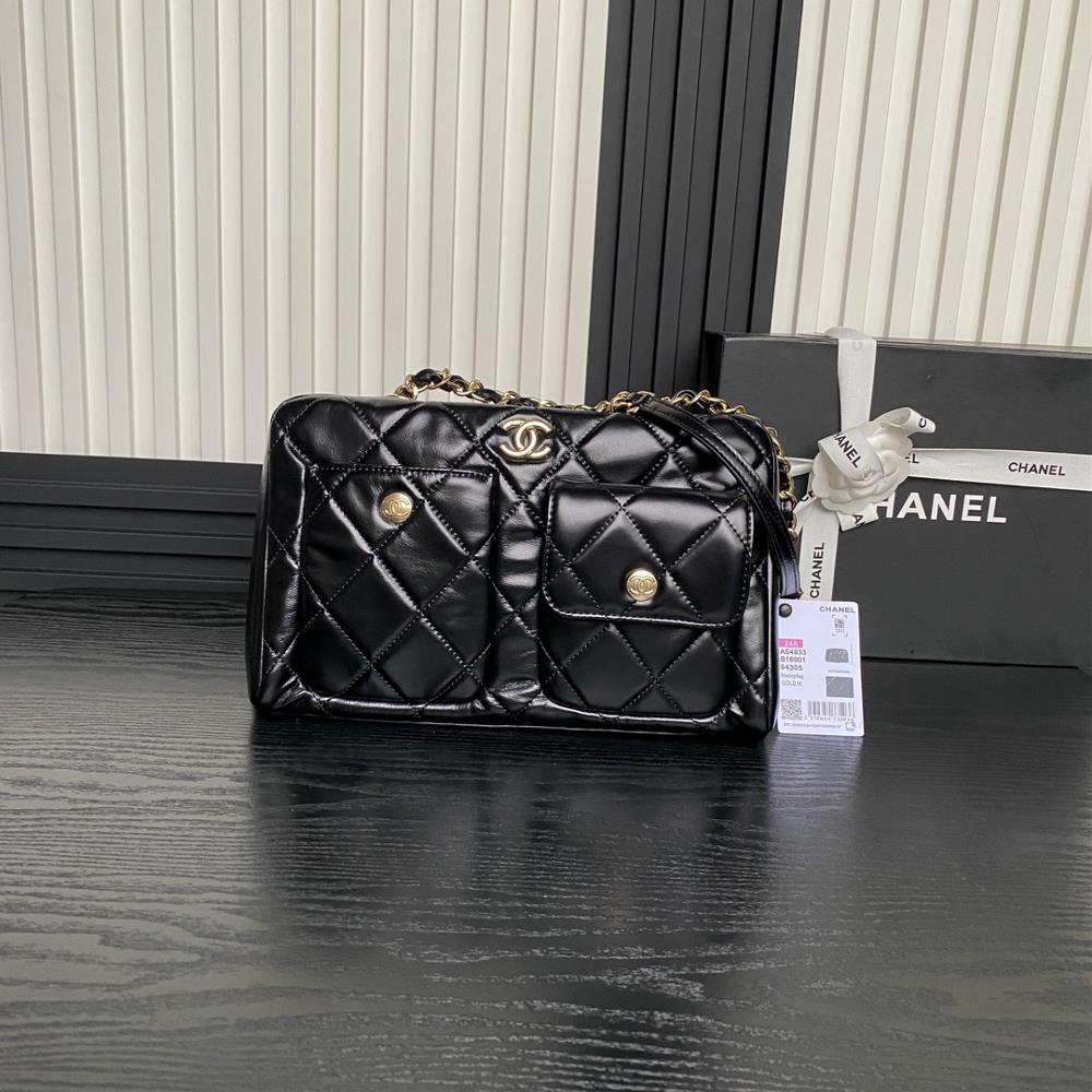 Chanel 24A Bowling Ball AS4933 High Grade Shiny Leather with Vintage Metal Exquisite Durable Capacity Meets All Needs with a Cool and Proud High Grade