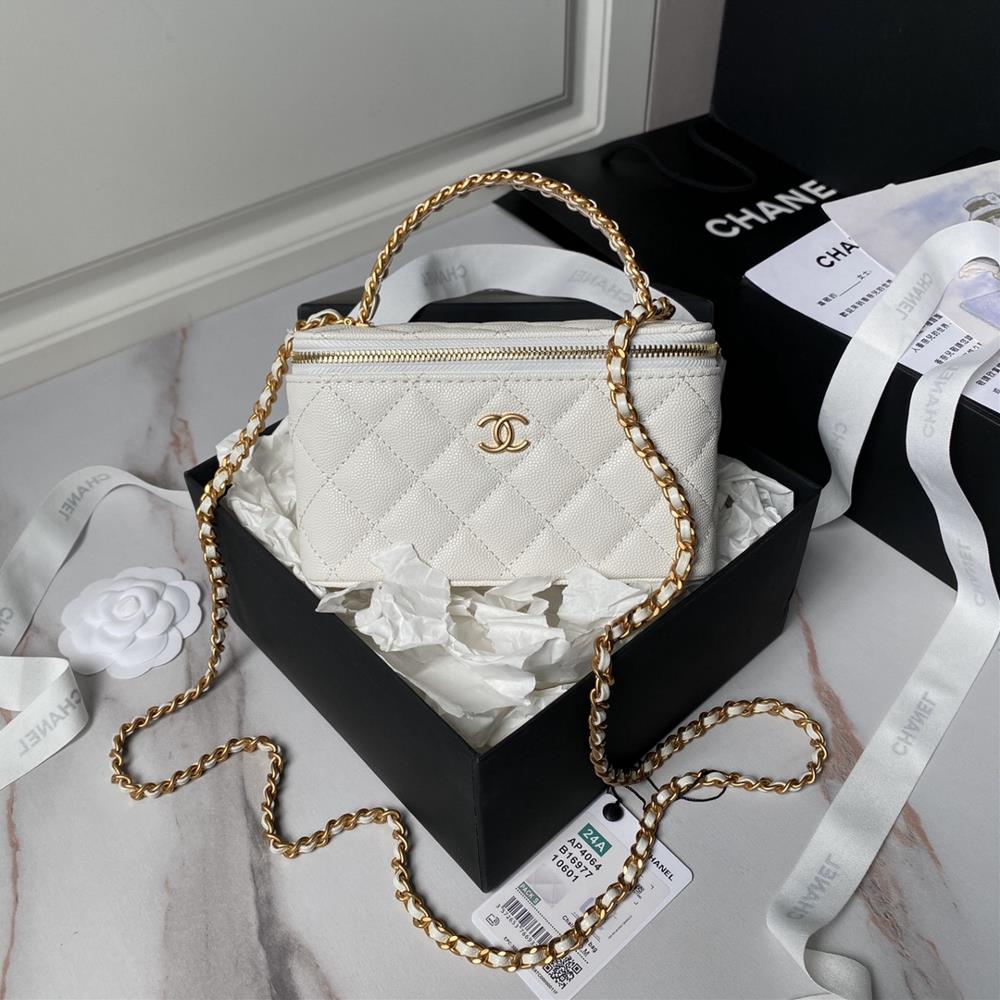 Chanel 24A Box Handle AP4064 Particle Calfskin with Metal Braided Handle Design Retro Chain Inner Cover Mirror for Easy Makeup at Any Time Luxury a