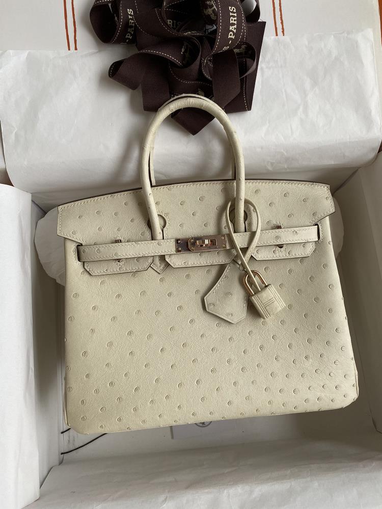 Hand sewn Birkin 25cm imported South African Kk ostrich skin wool white rose gold buckle  professional luxury fashion brand agency businessIf you ha