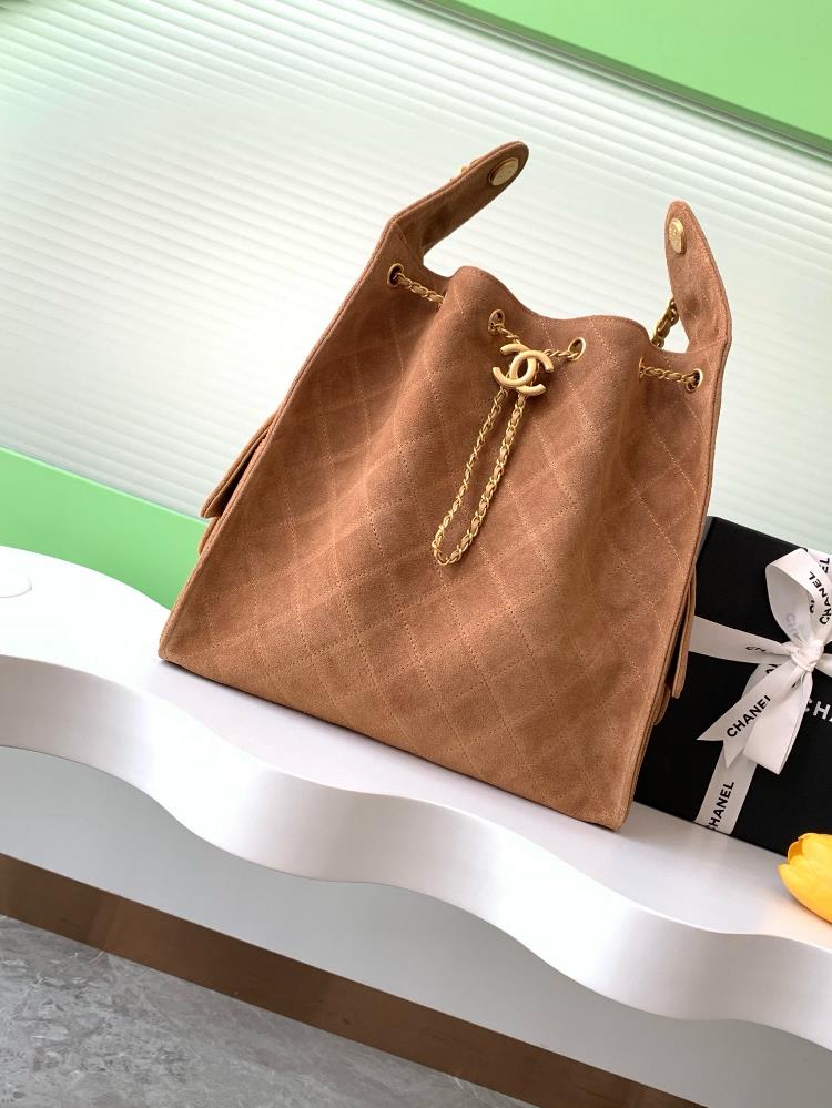 25c matte leather hiphop bagChanel Hobo Underarm Bag Hippie Underarm Bag LargeRetro gold coin button drawstring bucket bag with diamond grid patternC