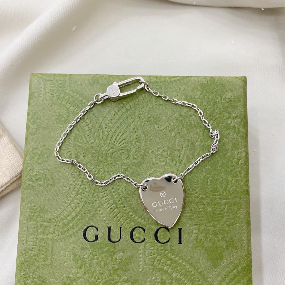 Gucci 925 sterling silver heart pendant braceletSize 17cm 18cm 19cm 20cmtagId 10722739tagName  Gucci Bracelet  professional luxury fashion