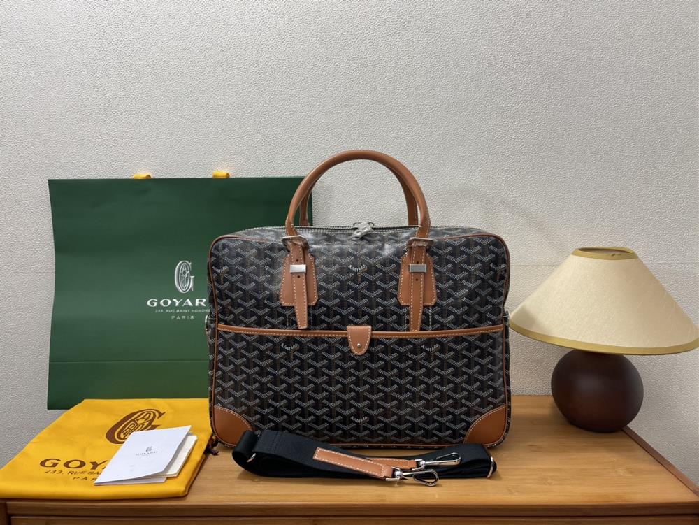 The Goyard Ambassade computer bag is now available for shipment featuring multiple pockets and capacity that combine elegance and practicality It ca