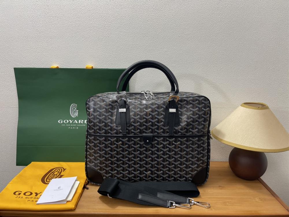 The Goyard Ambassade computer bag is now available for shipment featuring multiple pockets and capacity that combine elegance and practicality It ca