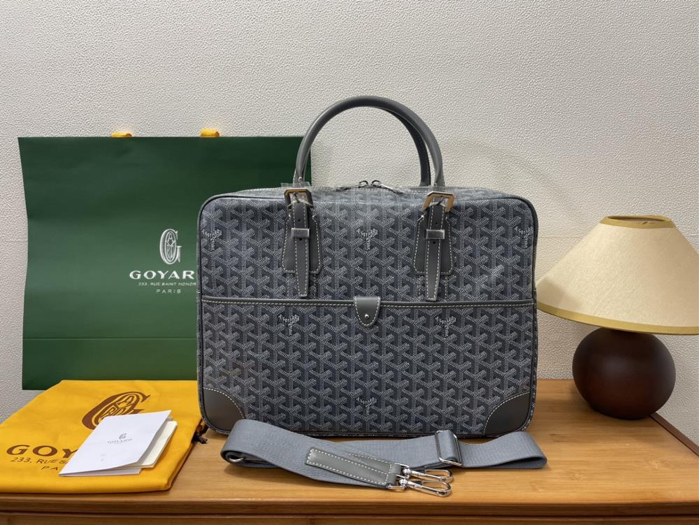 The Goyard Ambassade computer bag is now available for shipment featuring multiple pockets and capacity that combine elegance and practicality It ca