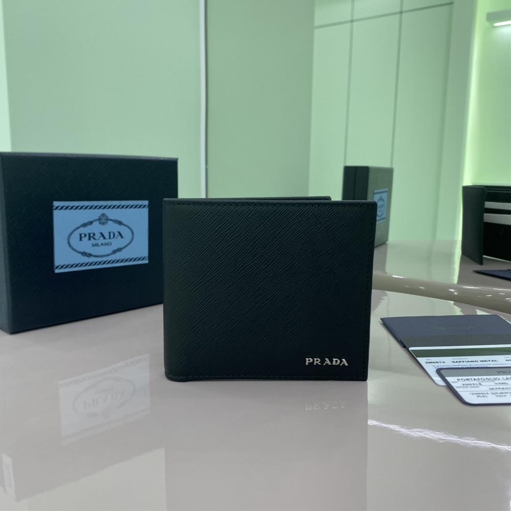 Top of the line original Prada new mens short wallet classic explosive model 2M0513 inner size 164 OEM size This style is paired with a cross desig