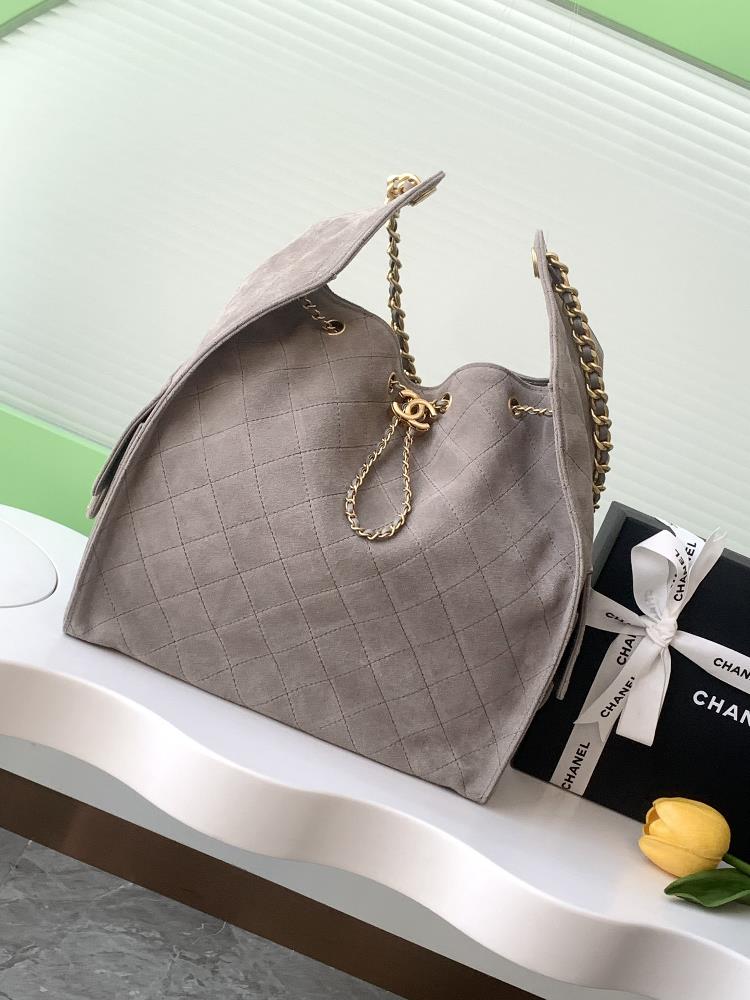 25c cowhide hiphop bagChanel Hobo Underarm Bag Hippie Underarm Bag LargeRetro gold coin button drawstring bucket bag with diamond grid pattern retro