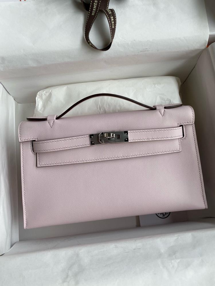 Hand sewn Mini Kelly first generation handbag 22cm imported Swift leather dreamy pink purple silver buckle  professional luxury fashion brand agency