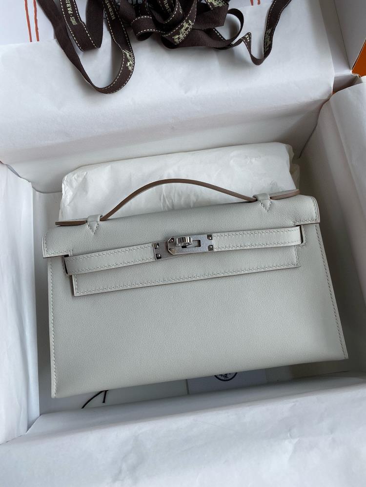 Hand sewn Mini Kelly 22cm imported Swift leather pearl grey silver buckle  professional luxury fashion brand agency businessIf you have wholesale or