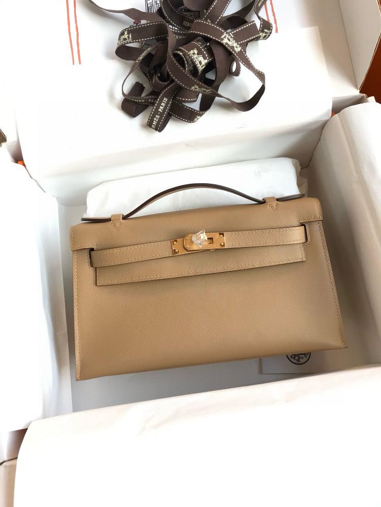 Hand sewn Mini Kelly first generation handbag 22cm imported Swift leather biscuit color gold buckle  professional luxury fashion brand agency busines