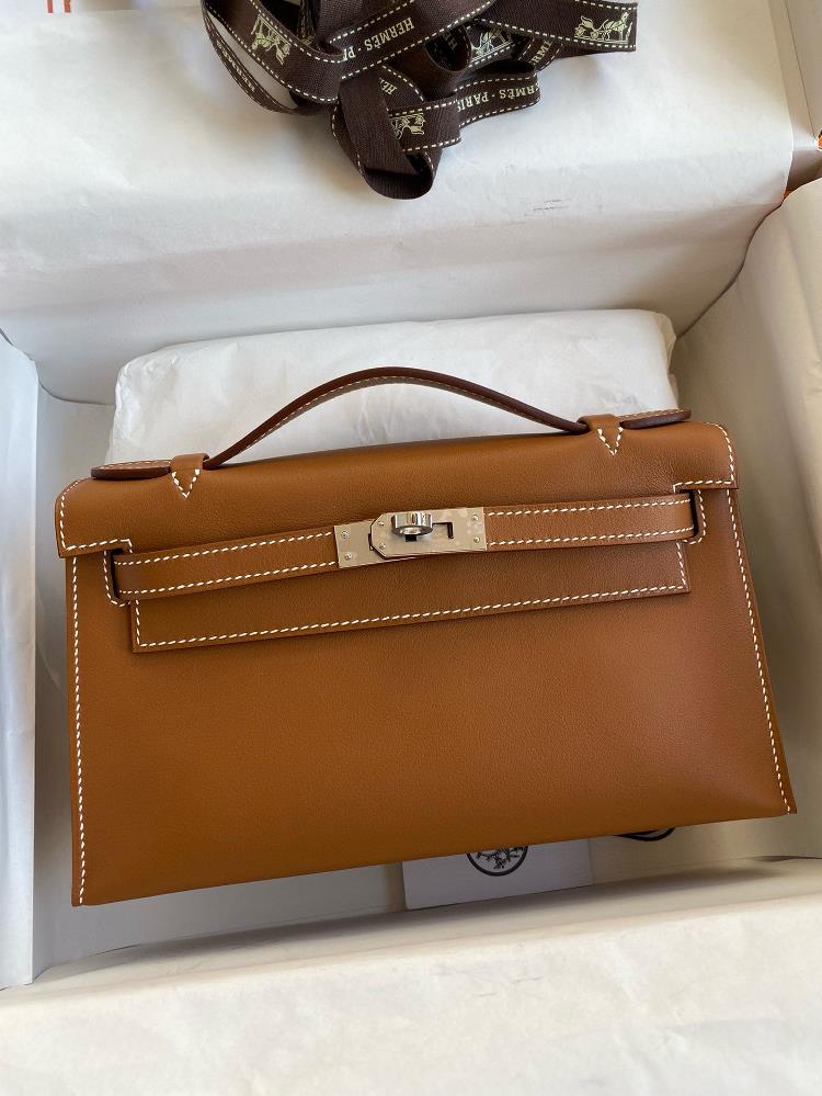 Hand sewn Mini Kelly first generation handbag 22cm imported Swift leather gold brown silver buckle  professional luxury fashion brand agency business