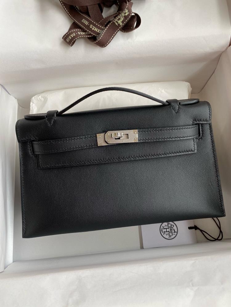 Hand sewn Mini Kelly first generation handbag 22cm imported Swift leather black silver buckle  professional luxury fashion brand agency businessIf y