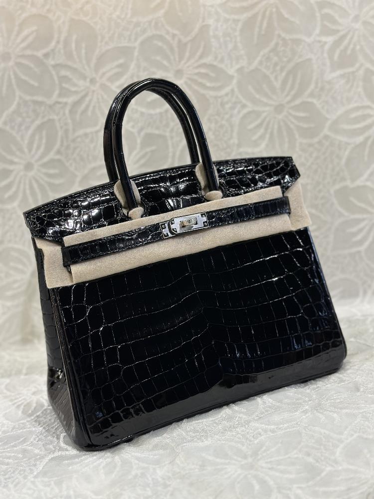 Platinum 25 glossy Nile HCP original leather black silver  professional luxury fashion brand agency businessIf you have wholesale or retail intenti