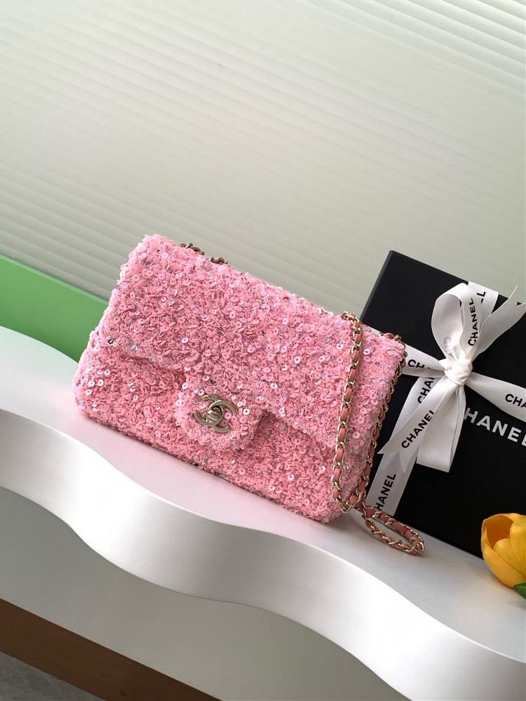 Chanel 24k special sequin Cf silver pinkSweet Autumn and Winter OnlineStyle number A69900Size 20cm  professional luxury fashion brand agency business