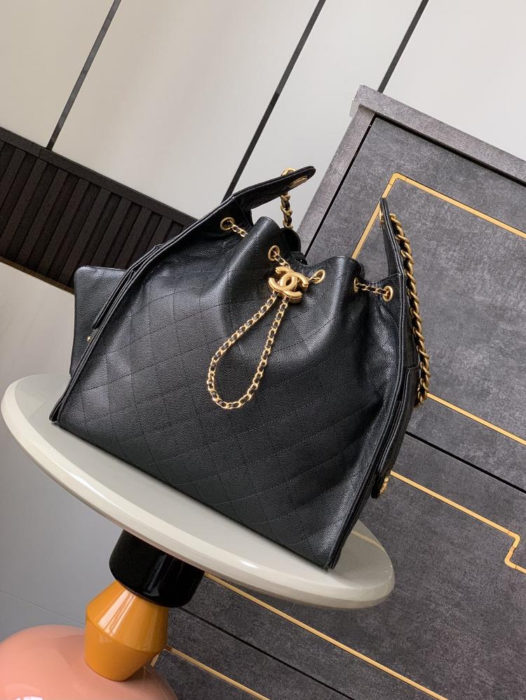 Upgraded version update for large size mother and child bag OHANEL caviar 25s hobo bag drawstring bucket bag black gold caviar large this seasons bes