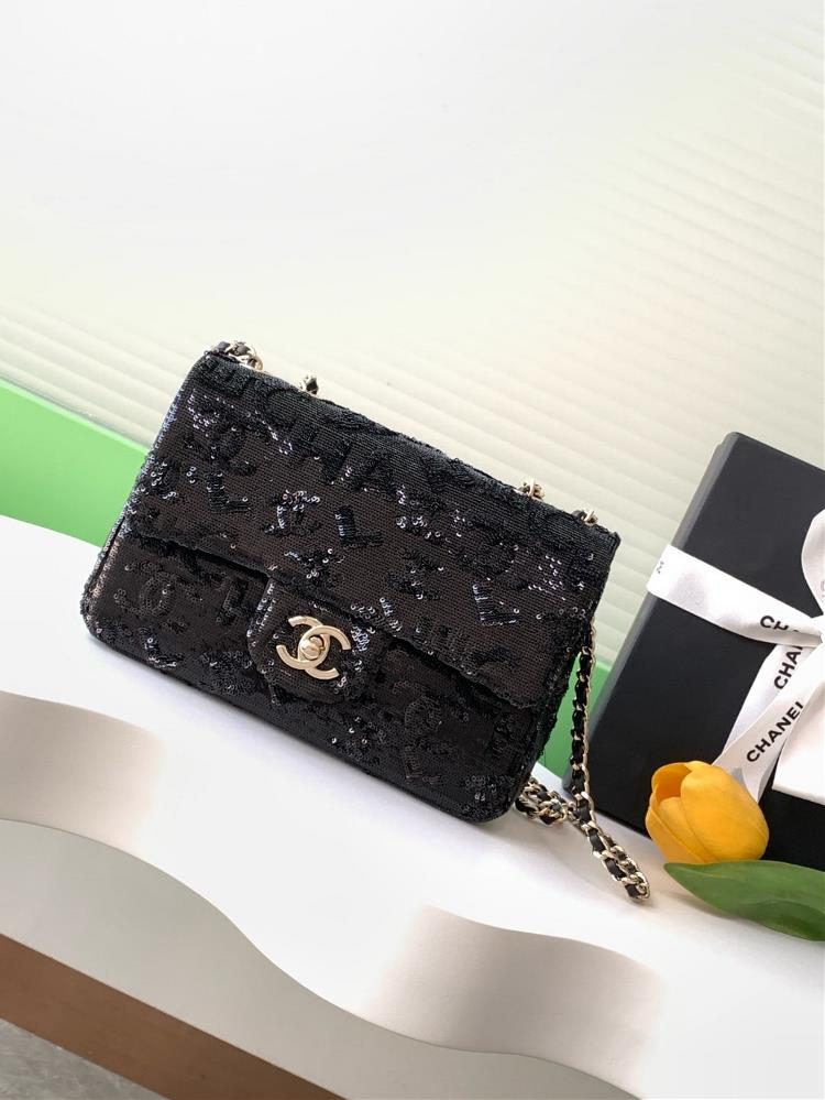 Chanel 24 black threedimensional letter glitter CFLowkey and sparkling luxuryStyle number A69900Size 20cmtagId 80076367TagName  CF Beads