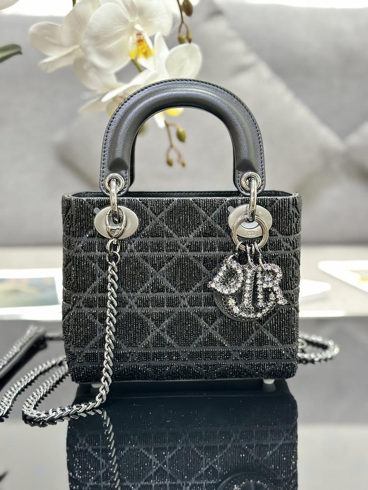 The Lady Dior three panel embroidery limited edition pearl tube black with lamb tendon inside limited edition crystal pendant and handbag embody Di