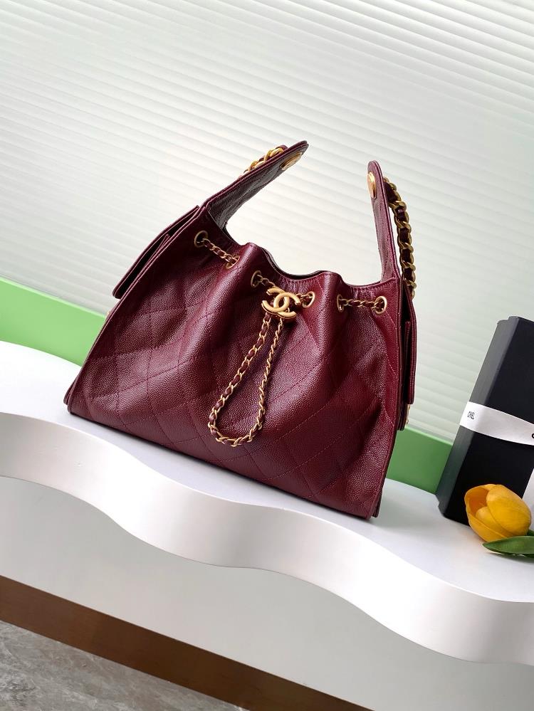 25c Ball Pattern Leather Hip Hop BagChanel Hobo Underarm Bag Hippie Underarm Bag SmallRetro gold coin button drawstring bucket bag with diamond grid p