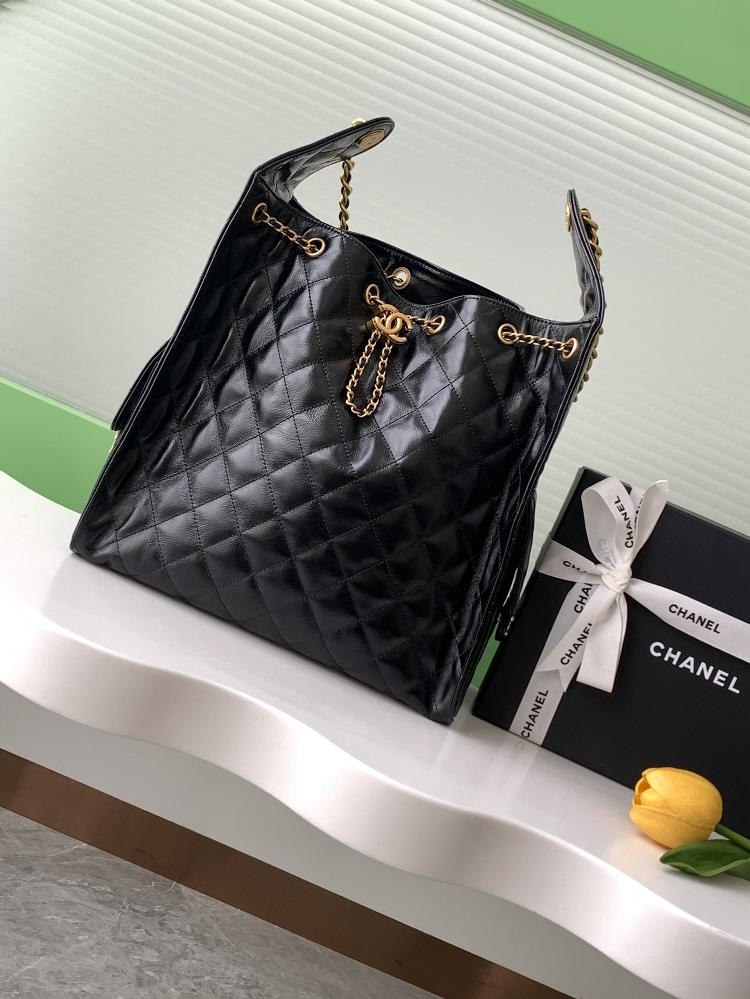 25c cowhide hiphop bagChanel Hobo Underarm Bag Hippie Underarm Bag LargeRetro gold coin button drawstring bucket bag with diamond grid pattern retro