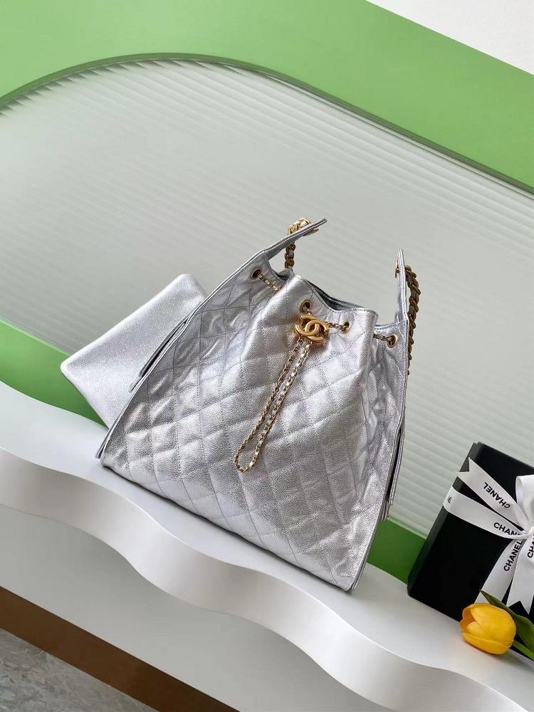 25c Ball Pattern Leather Hip Hop BagChanel Hobo Underarm Bag Hippie Underarm Bag MediumRetro gold coin button drawstring bucket bag with diamond grid