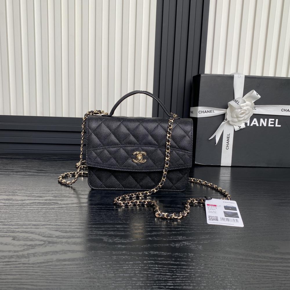 Chanel 25C Spring New AP4406 Logo Handheld Backpack with One Shoulder calf leather and Golden Metal giving a fresh and elegant fashion vibe at a glan