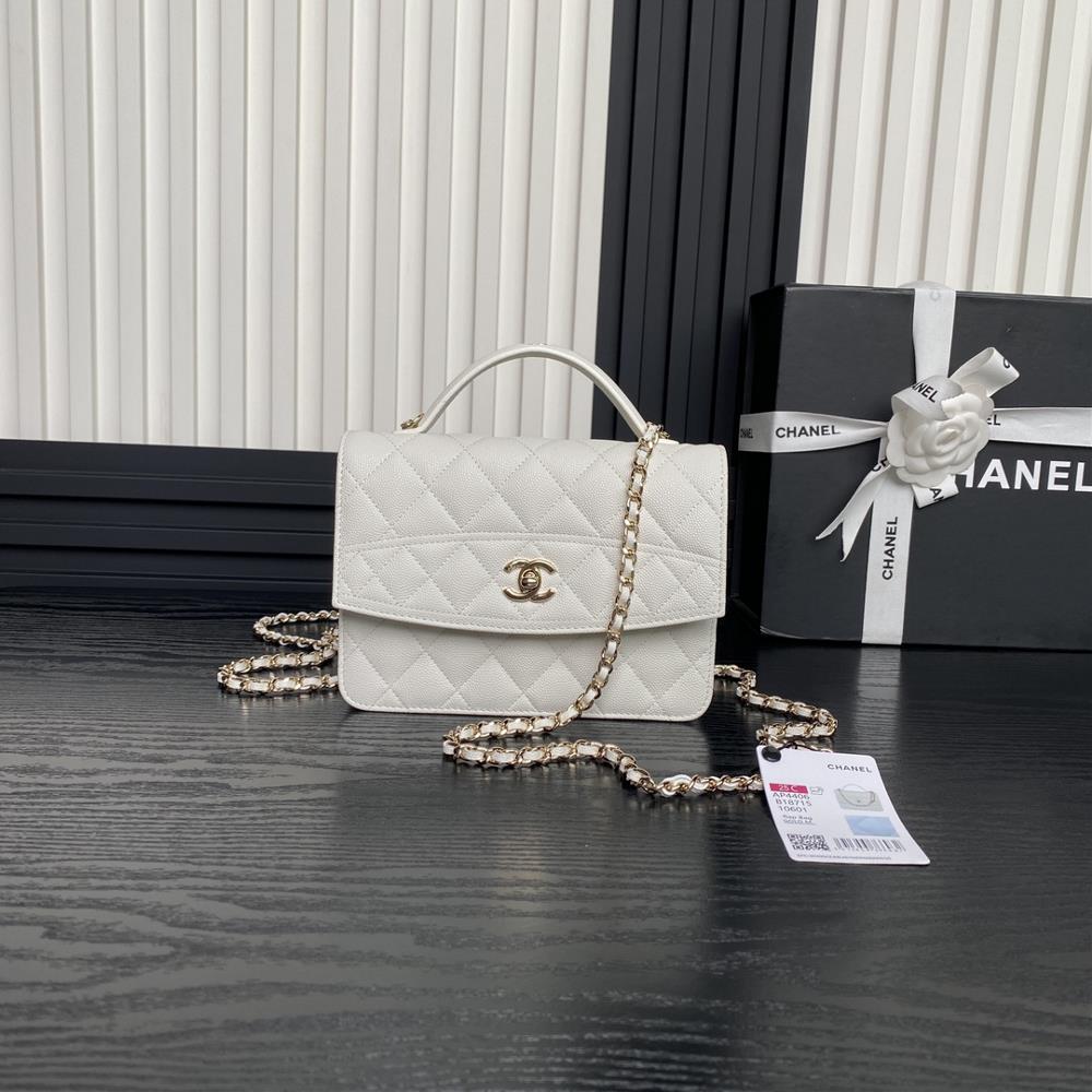 Chanel 25C Spring New AP4406 Logo Handheld Backpack with One Shoulder calf leather and Golden Metal giving a fresh and elegant fashion vibe at a glan