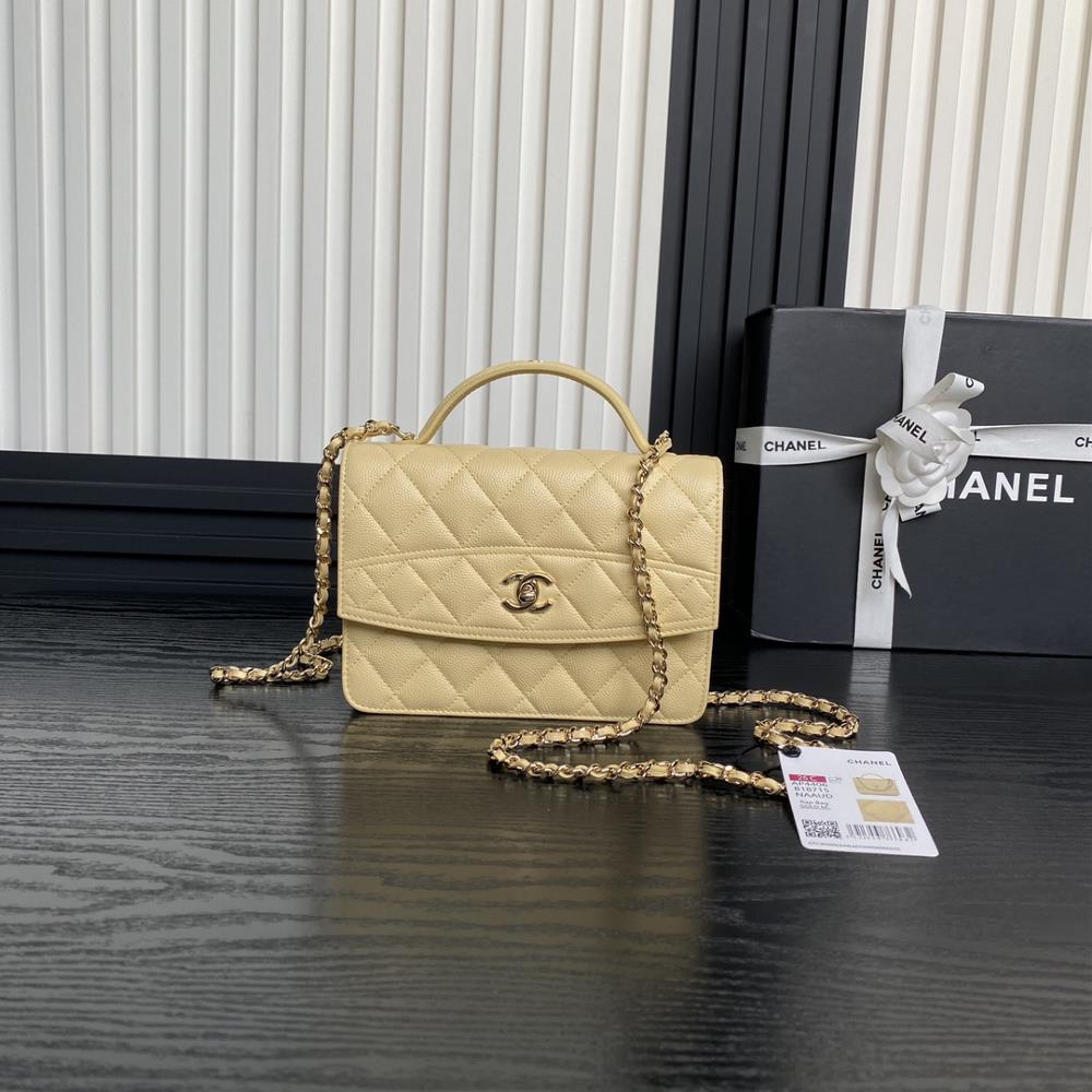 Chanel 25C Spring New AP4406 Logo Handheld Backpack with One Shoulder calf leather and Golden Metal giving a fresh and elegant fashion vibe at a glan