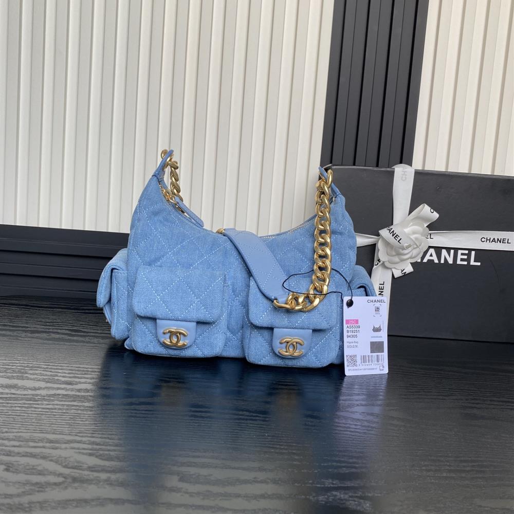 Cowboy Chanel 25C early spring collection AS5339 Hoho hippie bag with double bag opening design is very special The upper body effect is truly casual