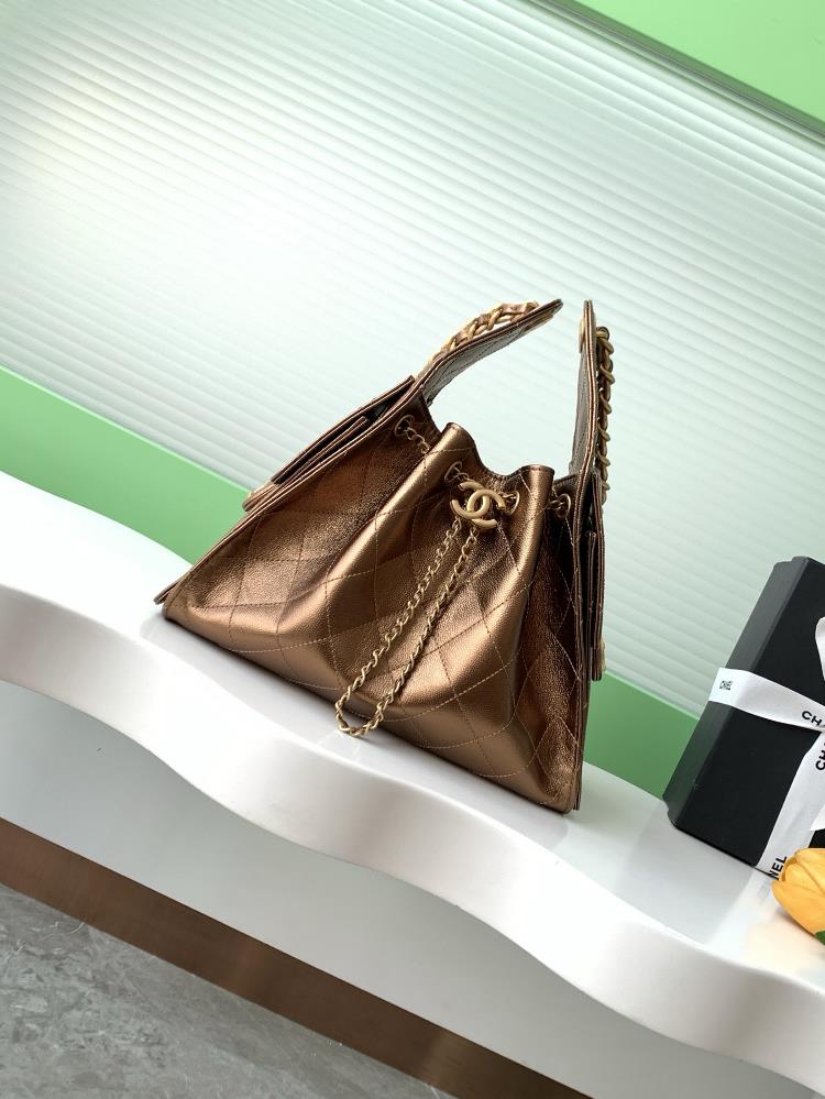 25c Ball Pattern Leather Hip Hop BagChanel Hobo Underarm Bag Hippie Underarm Bag SmallRetro gold coin button drawstring bucket bag with diamond grid p