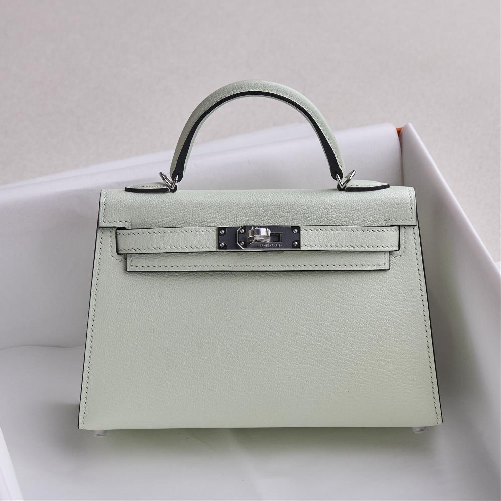 Customer order mini Kelly secondgeneration bubble green goat leather silver buckle handmade C  professional luxury fashion brand agency businessIf