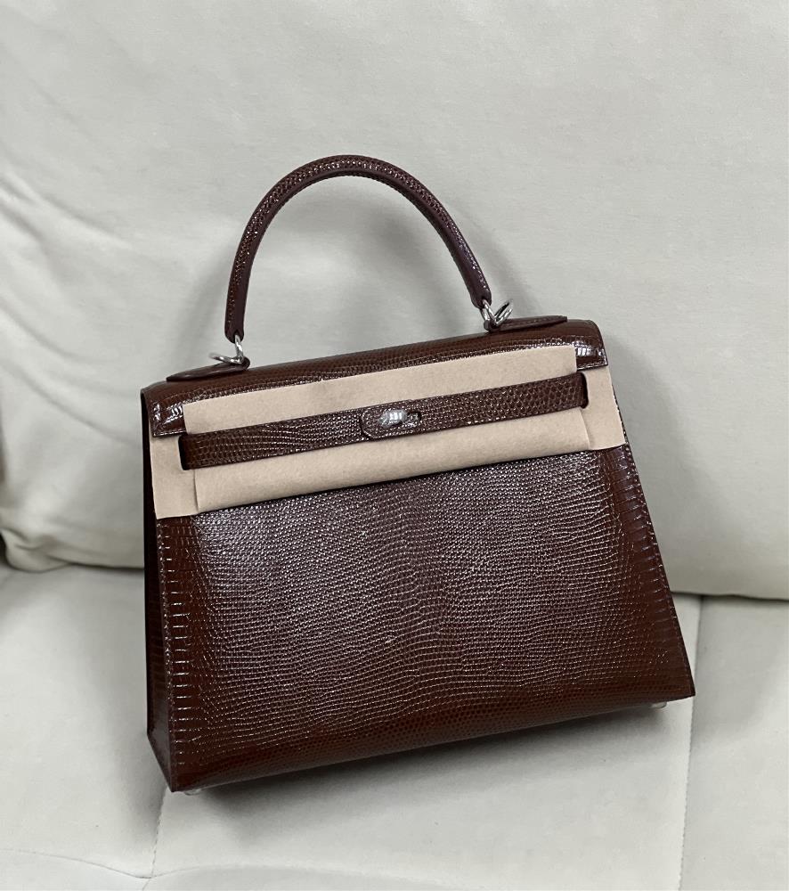 Kelly 28 imported lizard chocolate brown silver buckle in stock  professional luxury fashion brand agency businessIf you have wholesale or retail in