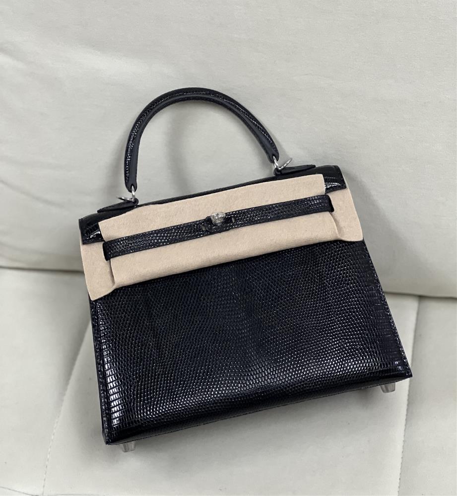 Kelly 25 imported lizard black silver spot  professional luxury fashion brand agency businessIf you have wholesale or retail intentions please cont