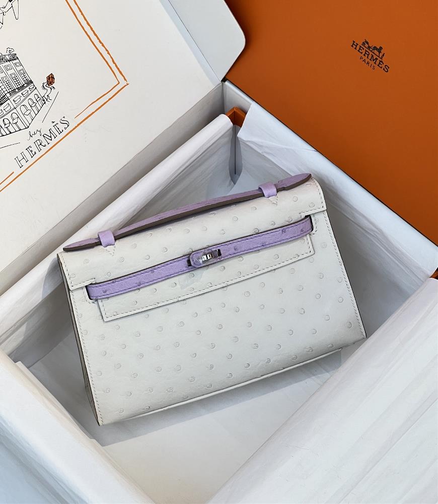 Kellys first generation ostrich color blocking model glacier white fragrant taro purple in stock  professional luxury fashion brand agency business