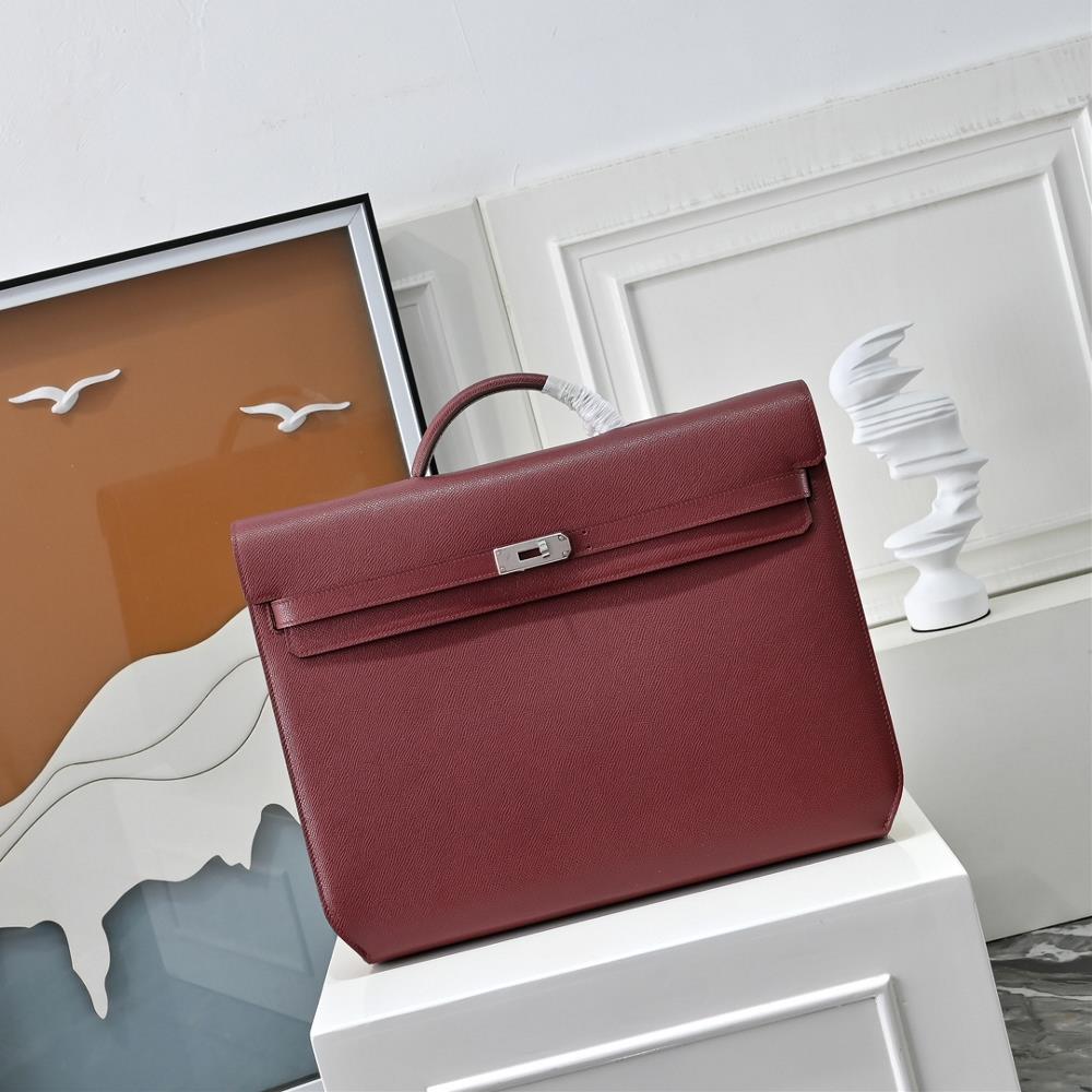 Kelly depeches Epson calf leather business handbag with main compartment for storageBack crotch zipper inner pocketHandheld size 36x29x5  professiona