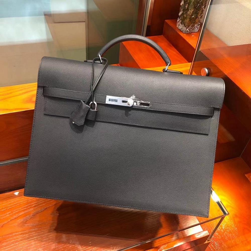 Kelly briefcase 38cm Epsom leather 89 Noir black top handmade counter quality  professional luxury fashion brand agency businessIf you have wholesal