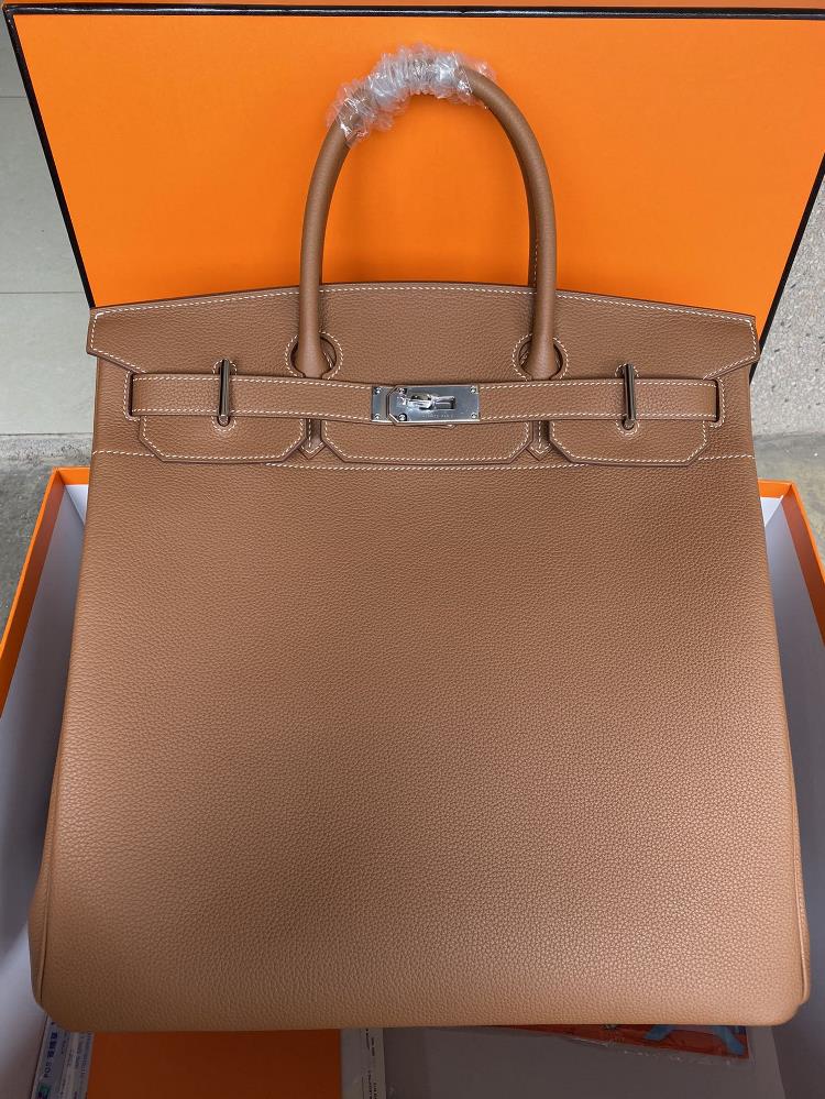 For Men OnlyHAC high platinum bag 40cm factory imported Togo leather gold brown silver buckleCounter synchronous manual wax thread sewing pure steel h