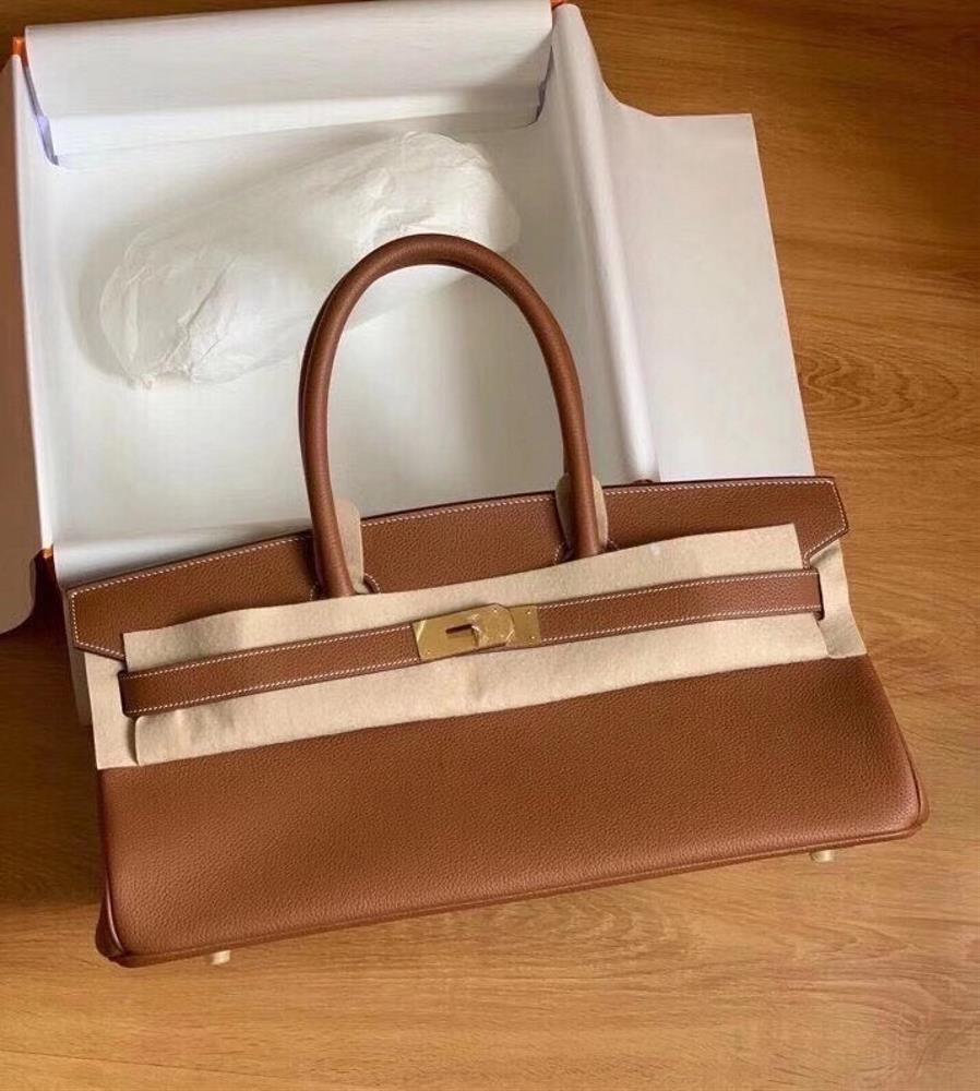 Shoulder birkin 42cm togo gold brown gold buckle handmade wax thread This is a popular product of H family in the past two years with a strong aura