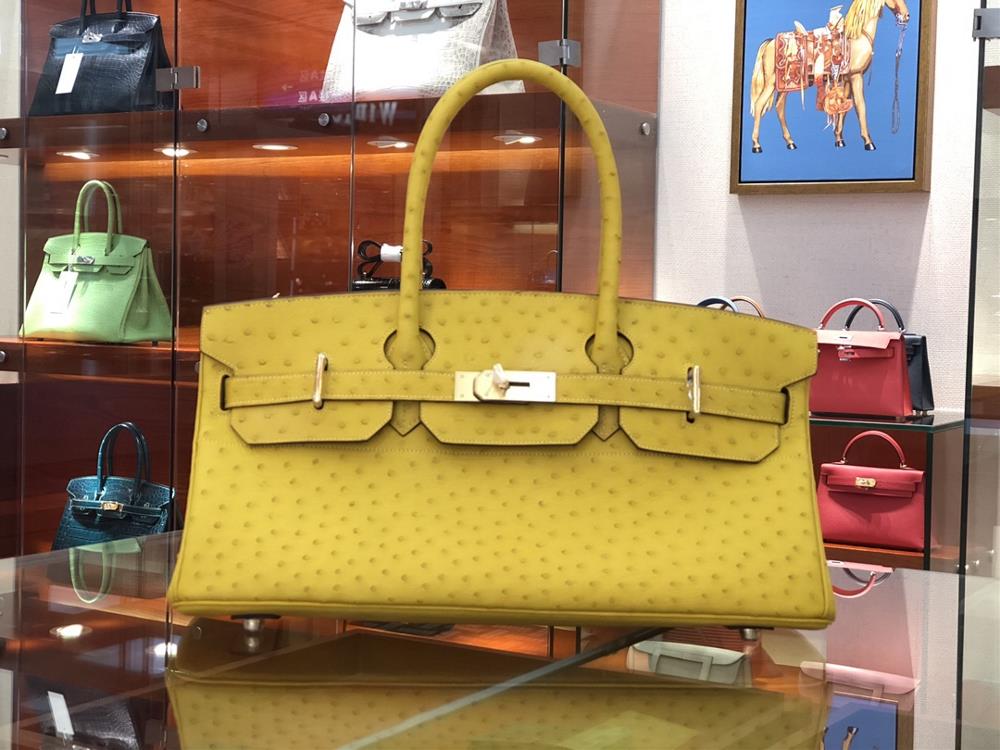 Birkin shoulder 42cm South African KK ostrich skin amber yellow top handmade counter quality  professional luxury fashion brand agency businessIf yo