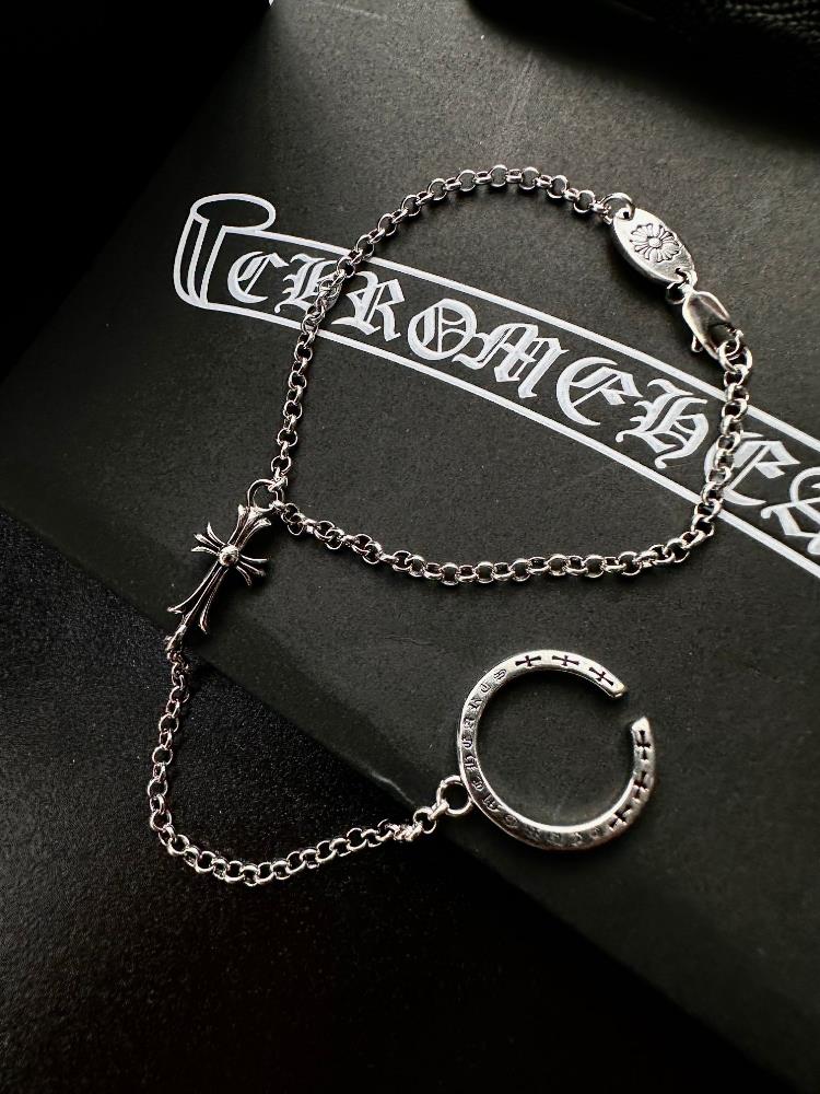 Chrome heartsCross ring bracelet integrated setThe ring opening design is incredibly coolTagName  Kroos Heart Bracelet tagId 14739743  pr