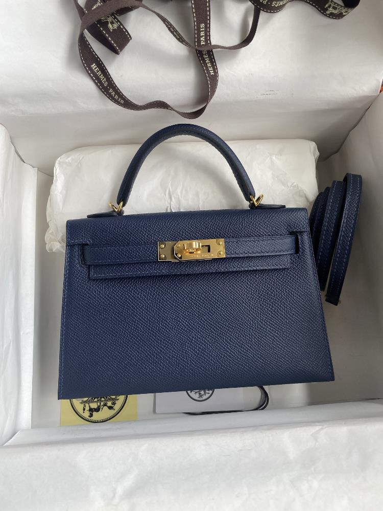 Fully hand sewn secondgeneration Mini Kelly 19cm imported Epsom leather blue gold buckle  professional luxury fashion brand agency businessIf you h