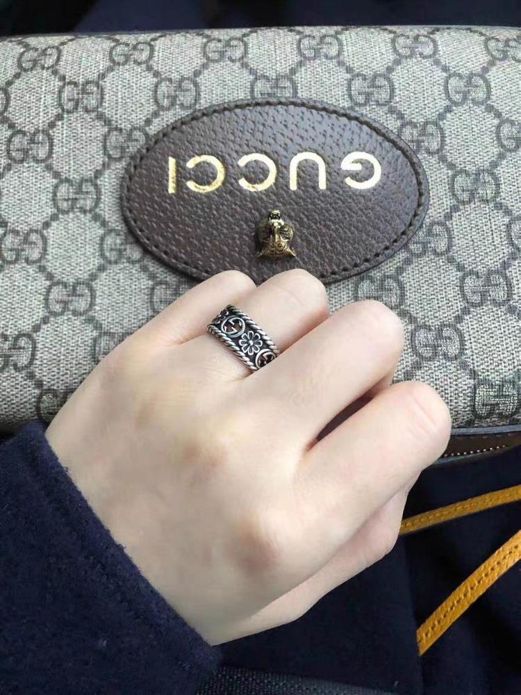 Gucci 925 sterling silver double G flower hollow ringWidth 85mm code R0001Size 10 12 14 16 18 20 22 24TagName  Gucci Ring tagId 10722586
