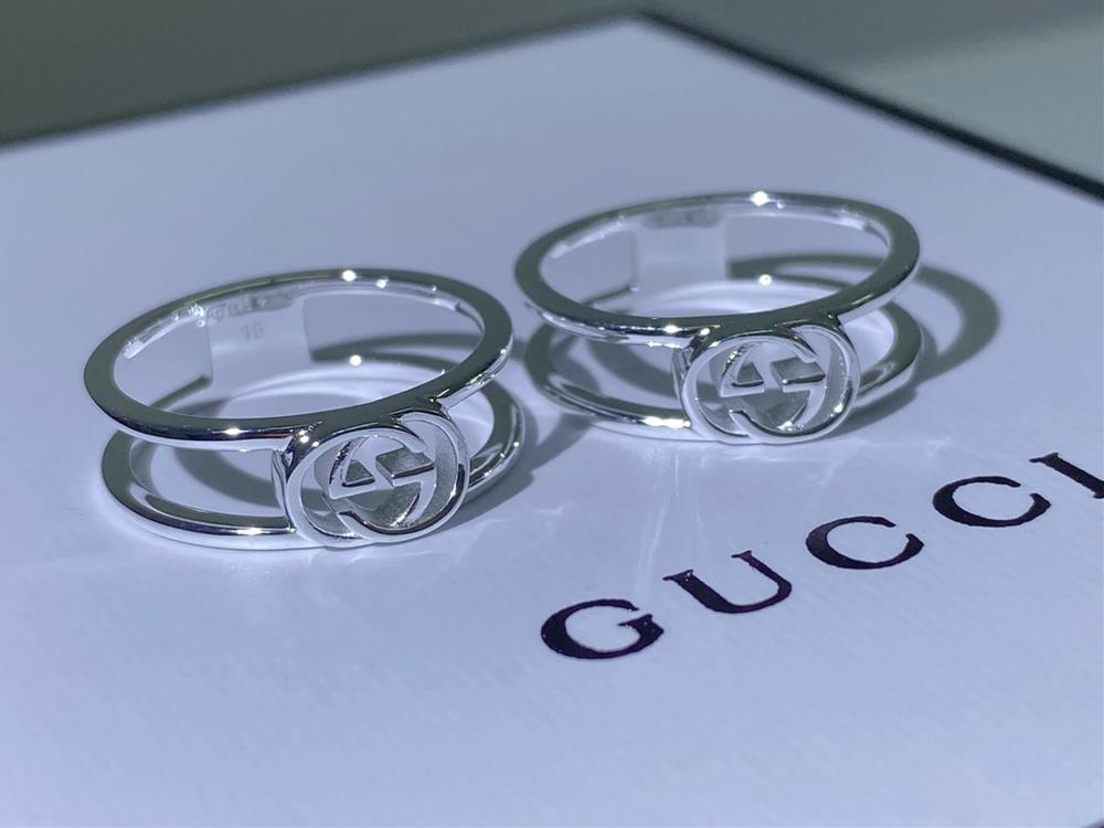Narrow edition wide edition 1082021 new Gucci exclusive doublelayer double G narrow edition ringThe pure silver production effect is consistent and