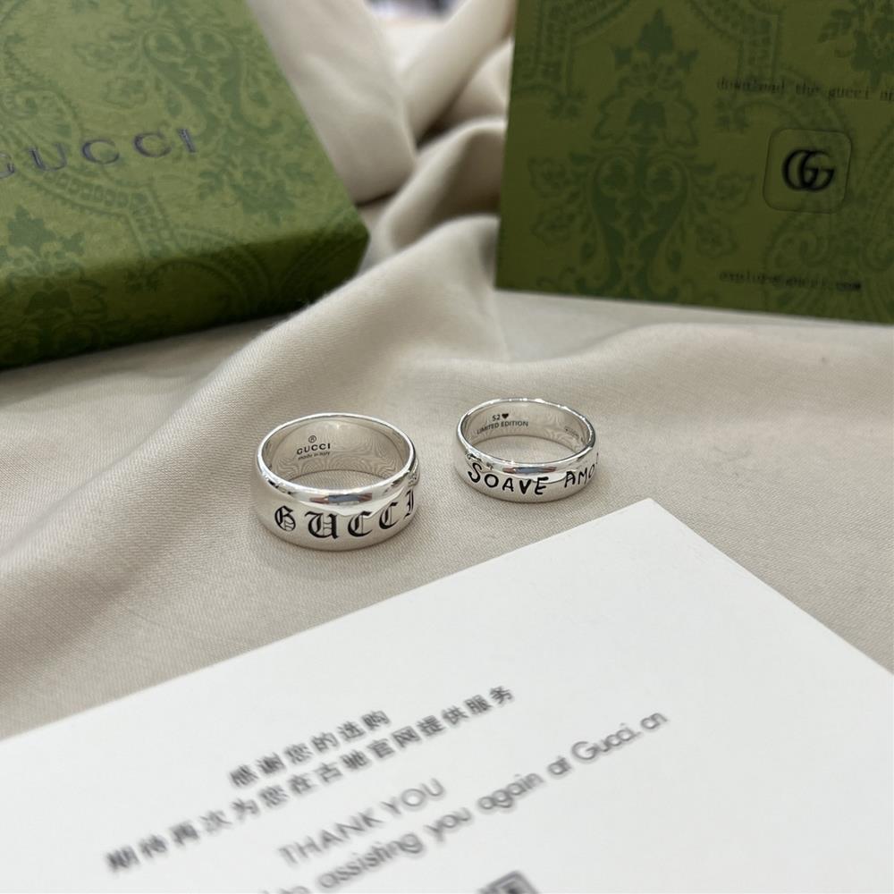 Narrow p218 wide Gucci 925 sterling silver Soave Amore ring52 Limited Edition pattern engraved on the inside6mm size 10 12 14 16 18 20 229mm size 12 1